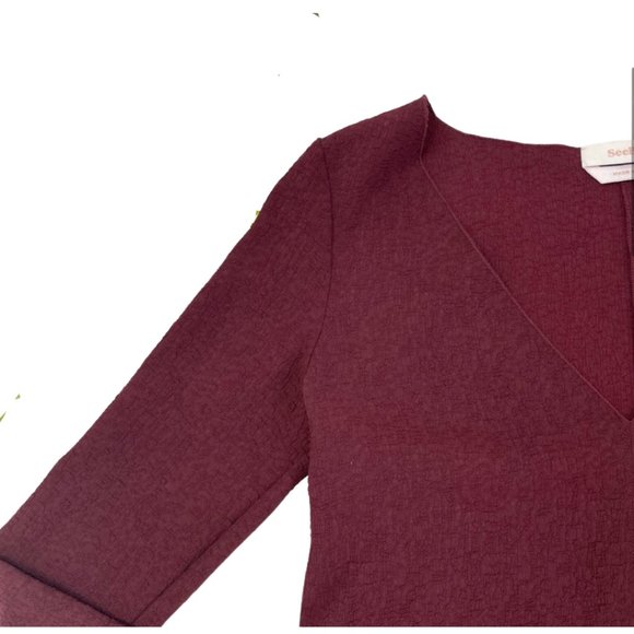 See By Chloe Deep Red Textured Blouse - Picture 6 of 11